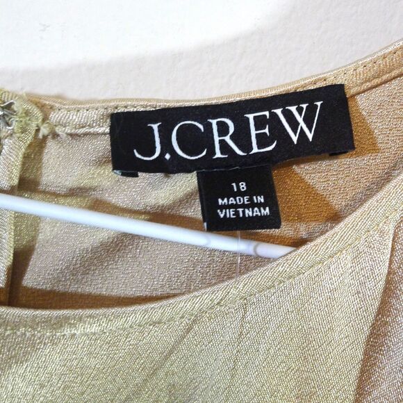J. Crew Metallic High Neck Slip Dress In Luster Crepe Spring 2024 - Gold 18 - Picture 10 of 12